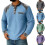 Sweat à capuche ample à boutons pour homme - Bleu - Taille M 4
