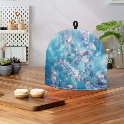Couvre-théière papillon bleu – Toile de polyester, 2