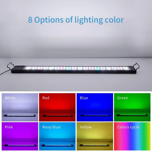 Aquarium LED Light With Day Night Cycle, Full Spectrum Adjustable Brightness Timer Function Remote Control LCD Display Slim And Durable Design Water 1