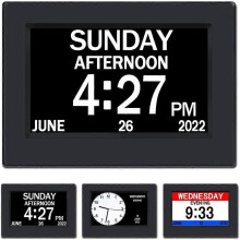 (Black)Digital Calendar Day Clock for Elderly with Extra Large Display, 3 Color Modes, Date & Day, Dementia Alzheimer's Clock