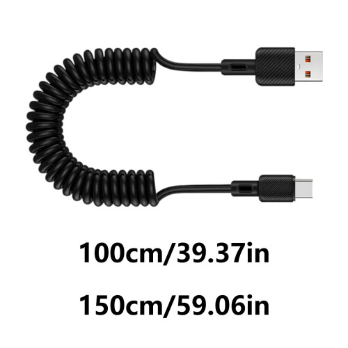 Καλώδιο τροφοδοσίας USB σε Type C USB σε USB C με ελατήριο και παροχή ισχύος 66W, 2