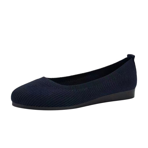 Women's Dark Blue Round-Toe Flats Size 8.5 1
