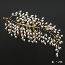 (Gold) Shiny Flower Wedding Hair Comb - Bride Headdress