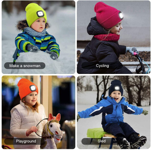 Καπέλο Morttic LED Beanie για παιδιά – Επαναφορτιζόμενο USB, Σκούφος με νυχτερινό φως 2