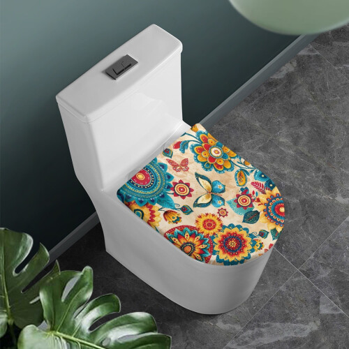 Vaskbart stretchstoff med sommerfugl-mandala-motiv 1