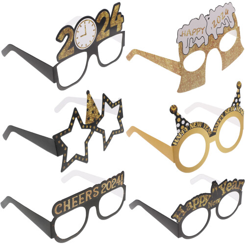 12Pcs 2024 New Year Glasses Decorative Frames for Parties 1