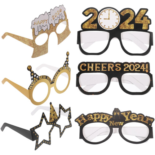 12Pcs 2024 New Year Glasses Decorative Frames for Parties 2