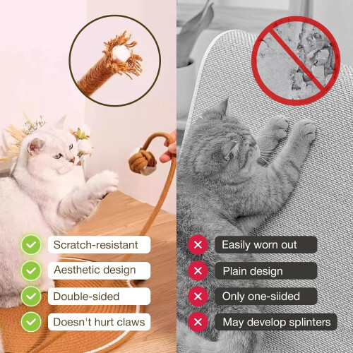ClawLoom kradsemåtte til katte – bomuldsrebmåtte med bold 2