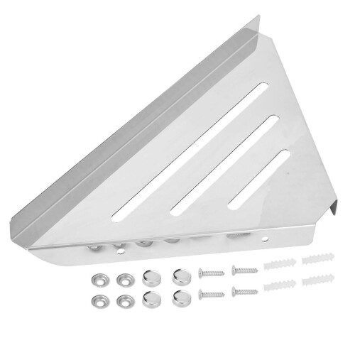 304 Stainless Steel Triangular Wall-Mounted Corner Shelf Bathroom Storage Rack Durable Rustproof Design Drilled Installation for Home Hotel