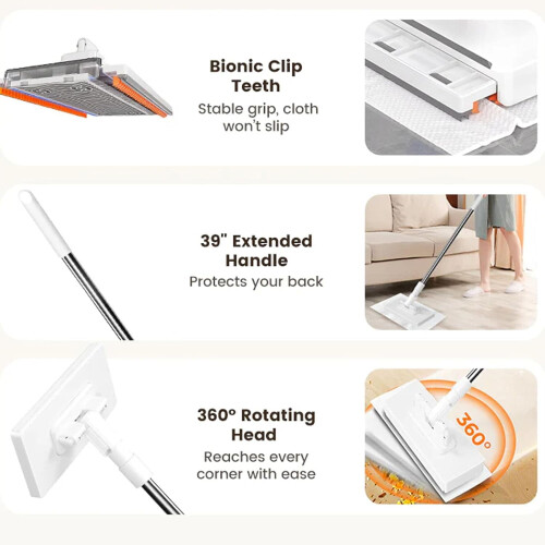 Snap Grip Mini Mop med låsehoved 100 cm 2 mopper 10 klude 1