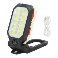 Adjustable Height Magnetic Light COB LED Rechargeable Work Light with3Modes Hook Design Battery Indicator, Waterproof Lamp for Outdoor Camping