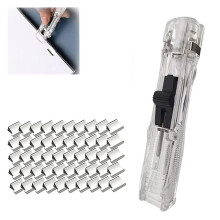Distributeur d'agrafes réutilisables à pinces en acier inoxydable, coupe-papier rapide, capacité réglable, reliure sans abîmer le papier,