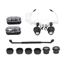 LED-vergrootglas met verwisselbare lenzen, handsfree gebruik, instelbare LED-helderheid, comfortabel montuur en lenzen met hoge helderheid.