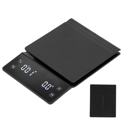 Digital Kitchen Scale For Coffee Brewing With Timer And Backlight Display High Accuracy0.1G Resolution Up To3000G Capacity Unit Conversion And Tare