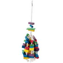 Safe To Chew Bird Toy Unique Design Multicolored Natural Wooden Blocks Durable Bird Plaything For Macaws African Grey Cockatoos (1PCS)