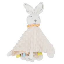 Hypoallergenic Minky Dot Fabric Baby Lovey, Soft Plush Stuffed Animal with Chewable Satin Tags Soothing Sensory Toy Cuddle Snuggle Blanket Promotes
