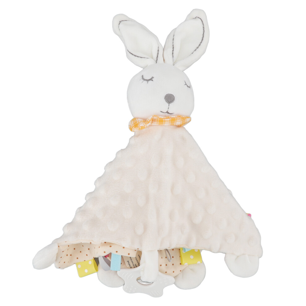 Hypoallergenic Minky Dot Fabric Baby Lovey, Soft Plush Stuffed Animal with Chewable Satin Tags Soothing Sensory Toy Cuddle Snuggle Blanket Promotes