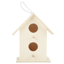 DIY Assembly Birdhouse with Simulated Bird Nest, Unfinished Birdhouse for Creative Design Kids Adults Durable Wood Material Double Layer Structure