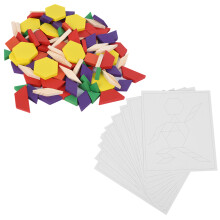 Creative Way Explore Shapes With Wooden Pattern Blocks Montessori Learning Toys For Kids Ages3+, Tangram Shapes Puzzle Set That Builds Color
