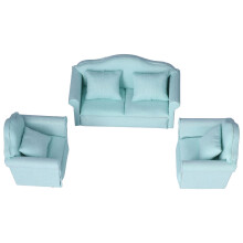 Sturdy Fabric Miniature Sofa for Dollhouses, Pillow Included Dollhouse Living Room Furniture High Quality Wood Modern Style Realistic Design1: 12