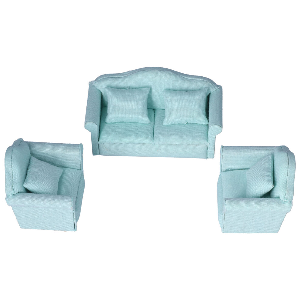 Sturdy Fabric Miniature Sofa for Dollhouses, Pillow Included Dollhouse Living Room Furniture High Quality Wood Modern Style Realistic Design1: 12