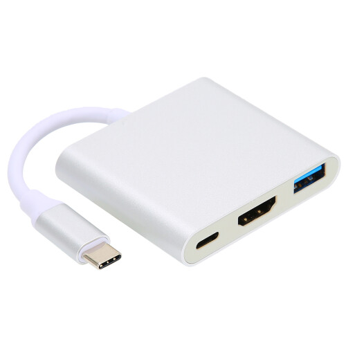4K 3-in-1 Type-C Docking Station HDMI USB PD Adapter Silver 1