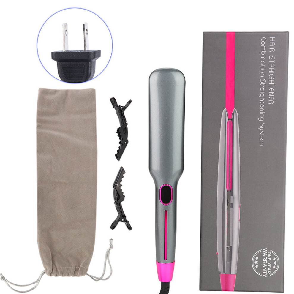 Fast Heat Up Ceramic Hair Iron with Spiral Heating Panel, Hair Straightener and Curling Iron LCD Display Adjustable Temperature Dual Voltage Auto