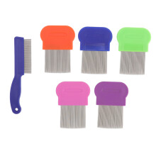 Pente fino antipulgas para higiene de animais de estimação, dentes de aço inoxidável, ferramenta para desembaraçar pelos de cães e gatos, cabo
