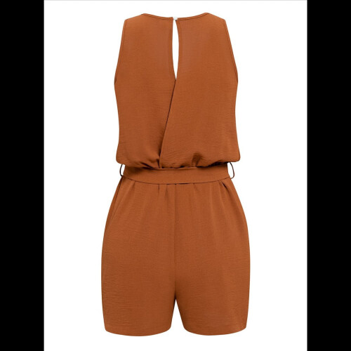 Sommer Ærmeløs V-hals Jumpsuit Karamel XL 2