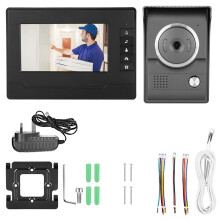 Campainha de vídeo LCD de 7 polegadas com suporte para desbloqueio remoto, visão noturna infravermelha e volume ajustável em um design de baixo
