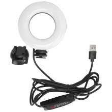 Anello luminoso compatto per webcam con design portatile, braccio flessibile a collo d'oca e robusta clip compatibile con dispositivi con spessore da