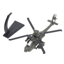 Gegoten metalen constructie, model van een Amerikaanse legerhelikopter met openende motorkap, draaiende propeller, heldere kleurafwerking,
