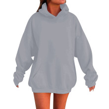 Girls Oversized Plain Grey Long Sleeve Hooded Sweatshirt Winter Pullover Top Fleece Lined Cozy Casual Comfy Loose Fit Trendy Tween Wear, 5-6 Years