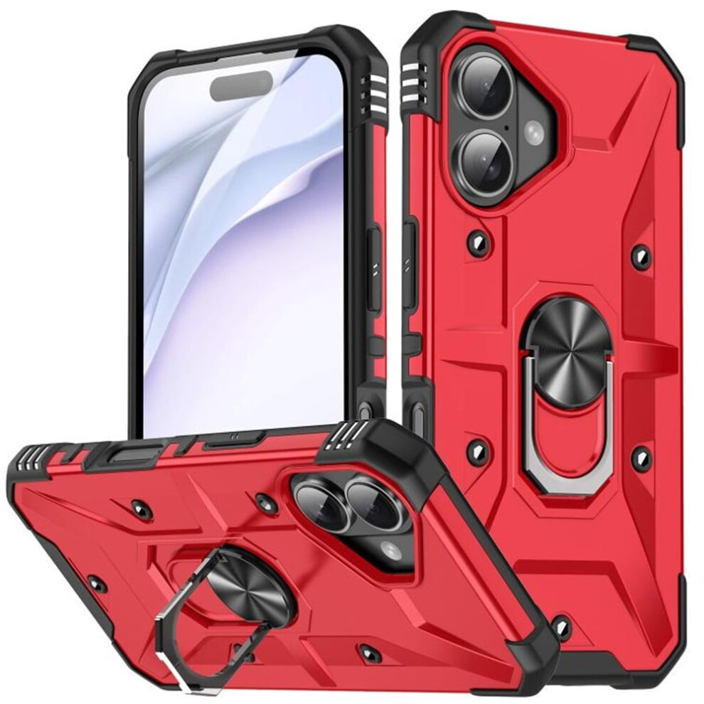 Military-Grade Shockproof Magnetic Stand Case For Iphone 17, Red 9558633062526