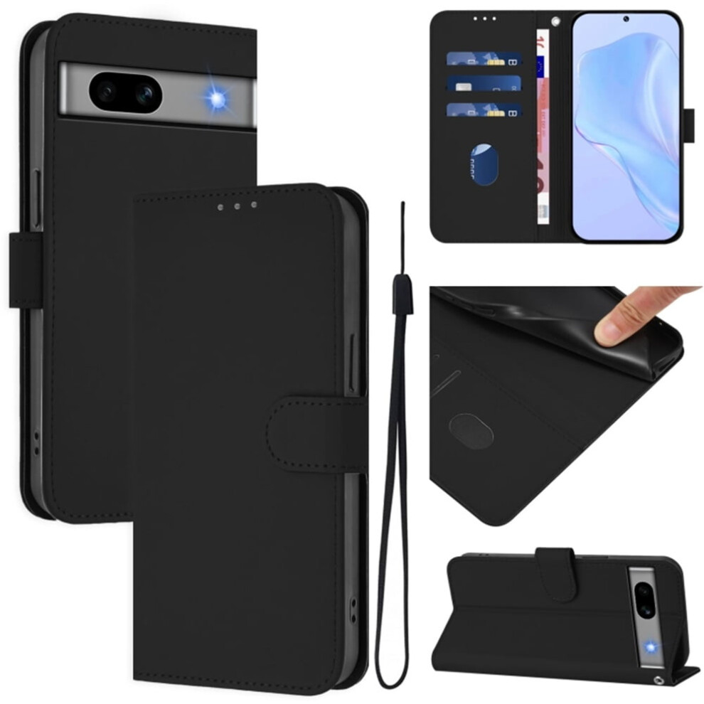Wallet Case Compatible With Google Pixel 7A Â Pu Leather Magnetic Flip Folio, 3-Card Slot & Wrist Strap, Black 9558633063196