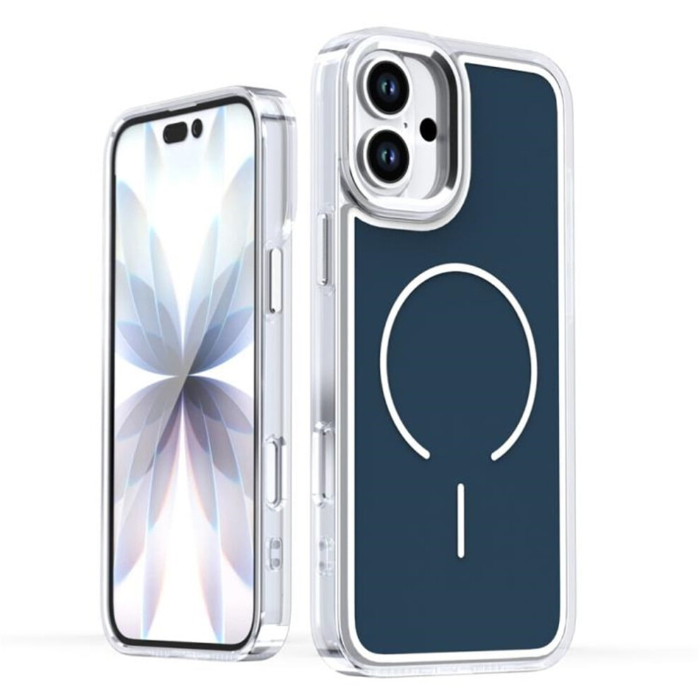 Magnetic Case For Iphone 16 (6.1"), Magsafe Compatible, Heavy-Duty Shockproof, Electroplated Dual-Color Cover, Blue 9558633065602