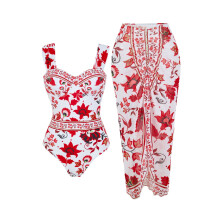Women's High-Waisted Monokini Swimsuit with Maxi Skirt