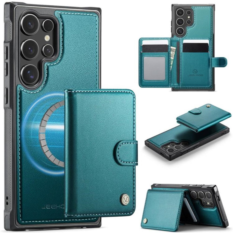 Jeehood Case For Samsung Galaxy S26 Ultra 5G: Rfid-Blocking, Magsafe-Compatible 2-In-1 Wallet With Kickstand & Snap Card Holder, Pu Leather, Blue 9485826650386