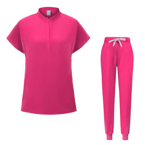 Women's Solid Scrubs Set Hot Pink XL