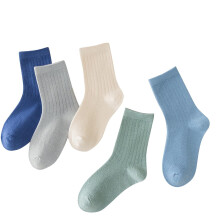 Kids Boys Girls Cotton Crew Socks Printed Ankle Socks Dark Blue 1 Years