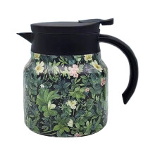 Insulated Stainless Steel Tea Pot with Floral Pattern, Built-In Infuser, Thermal Carafe, Leak-Proof Lid – Compatible with All Standard Mugs