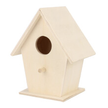 Unpainted Wooden Bird House for Outdoor Use – Nesting Box Compatible with Finch, Bluebird, Cardinals