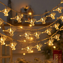 Christmas Moose LED Light String – 59" Reindeer & Snowflake Fairy Lights, Battery-Powered, PVC, Indoor/Outdoor Decor