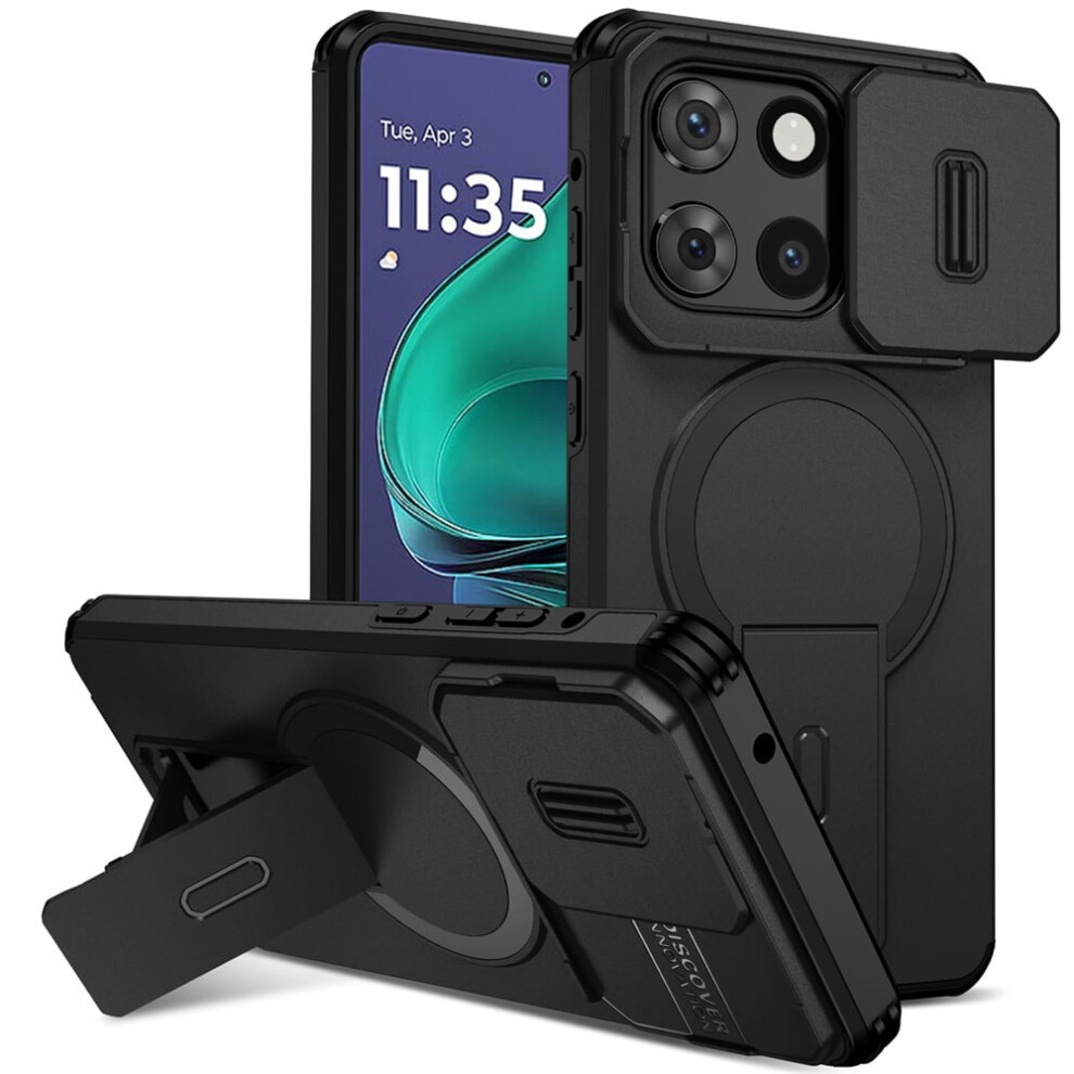 Motorola Moto G Stylus 5G 2025 Case (6.7") Â Magsafe, Foldable Stand, Sliding Camera Cover, Shockproof, Black 9485826651680