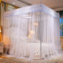WZXPWT Princess-Style Mosquito Net, Floor-Length Bed Canopy for Bedroom – Elegant Lace Drapery, Ruffled Curtain for Romantic Sanctuary