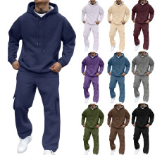 Sweatsuits for Men Two-Piece Tracksuit Jogger Drawstring Casual Hoodie Autumn Long Sleeve Outfits Crewneck Sweatshirt Athletic Pants Suits Sets
