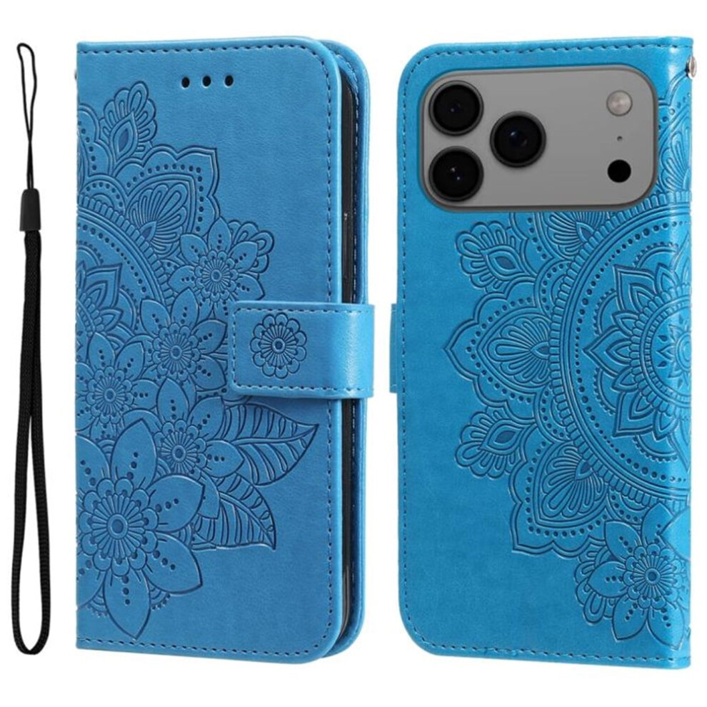 Pu Leather Flip Wallet Case With Magnetic Closure, Card Slots & Hanging RopeâCompatible With Iphone 17 Pro 6.3" Blue 9485826653608
