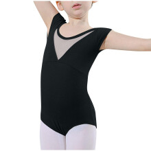 Girls Ballet Leotards Dance Leotards Ruffle Short Sleeve Gymnastics Outfits Black 7-8 Years