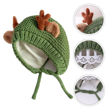 FRCOLOR Crochet Knit Cap Kids Beanie Toddler Antlers Baby Warm Hat Men and Women Green