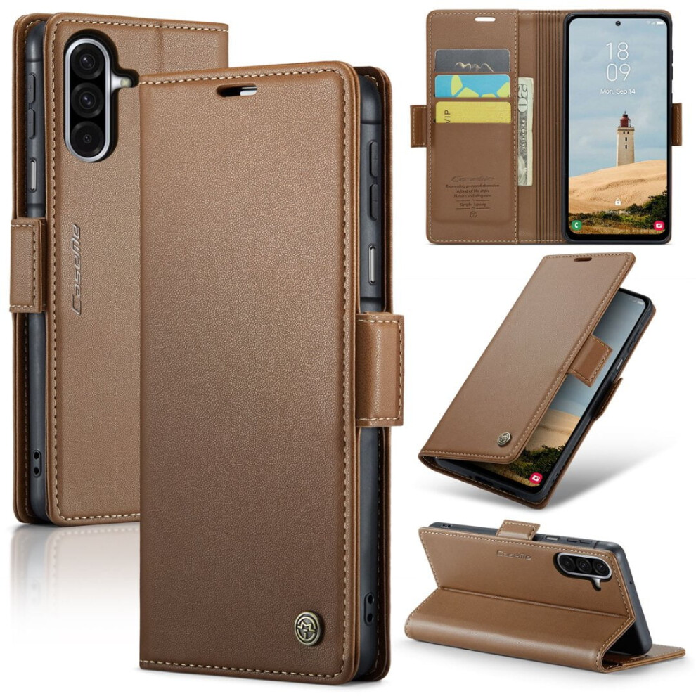 Caseme Leather Wallet Case For Compatible With Samsung Galaxy A17 Â Rfid Blocking, Magnetic Clasp, Kickstand, Brown 9193271851356
